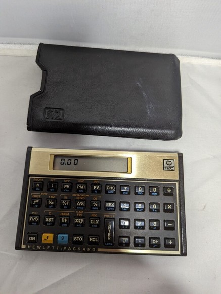 Hewlett Packard HP 12C Scientific Calculator Financial Engineering +Leather Case - Picture 1 of 7